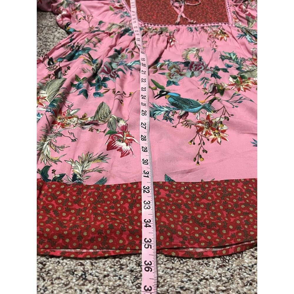 Johnny Was California Blouse Pink Button Up Floral Embroidered Oversized L - Picture 12 of 13